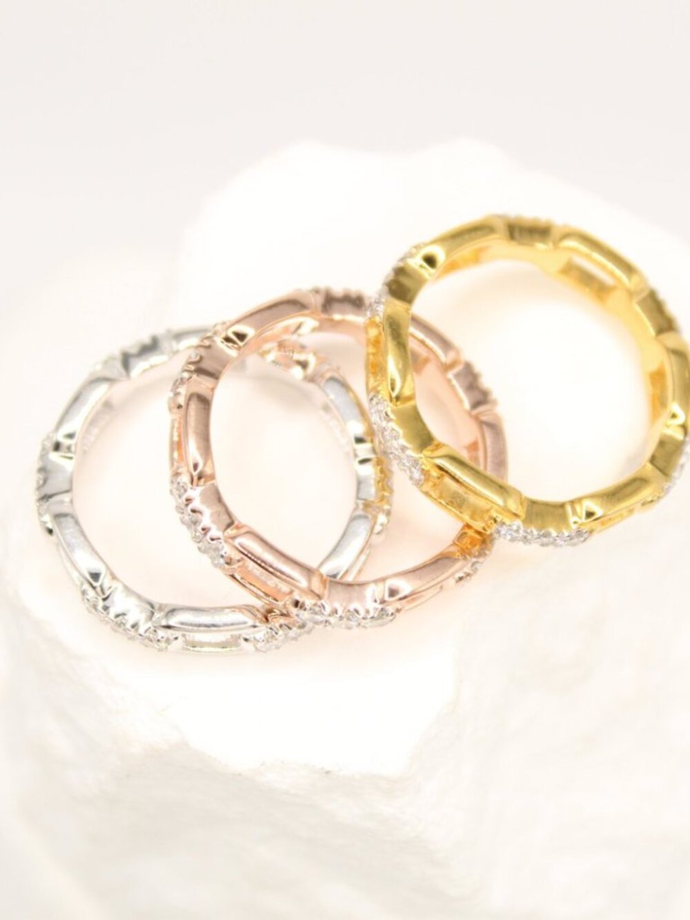 Stackable Vermeil Gold Diamond Rings - Picture 5 of 5